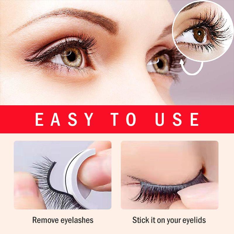 Reusable 3D Mink Lashes Natural False Eyelashes Self Adhesive Fake Glue Free Makeup Eyelash Extension Silk